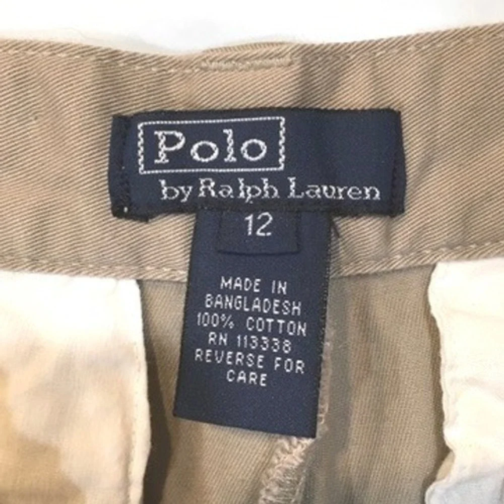 Polo Ralph Lauren Classic Chino Shorts‎ Boys 12 Tan Khaki Preppy School Uniform